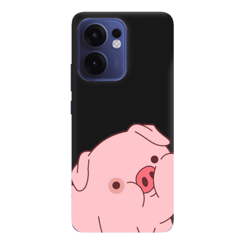 Oppo Reno 13 F Piggy 1 Black Colored Silicone TPU Θήκη